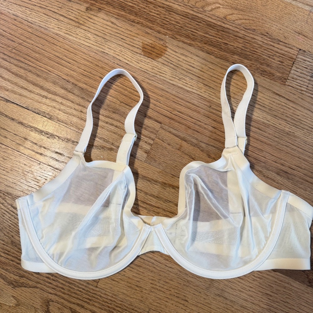 CUUP The Plunge Mesh Bra Cream White Underwire Unlined 36D